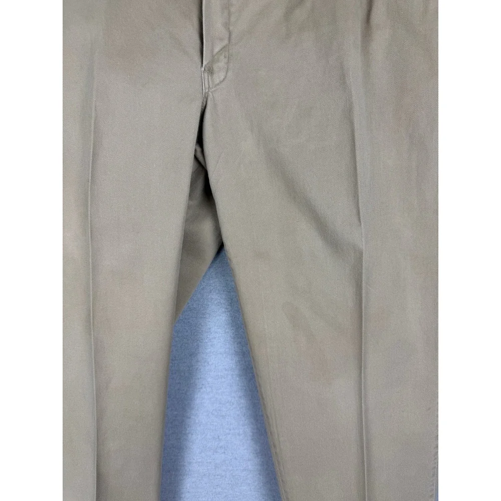 Vintage Khaki Chino Trousers Sanforized Talon Zip Cuffed Workwear Pants‎ 31x26.5
